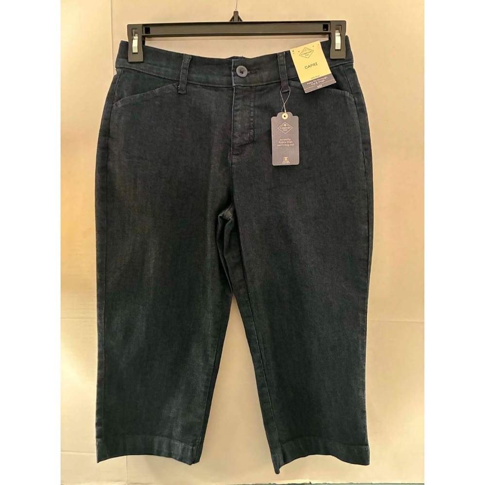 St John's Bay Capri Jeans Womens 4 Dark Wash Stretch Denim Cropped Pants